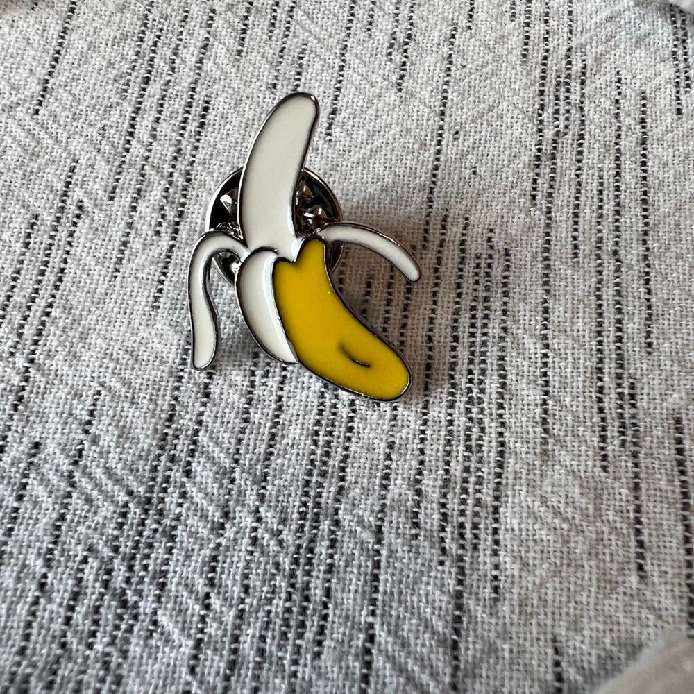Yellow and White Banana Hat Scarf Bag Lapel pin